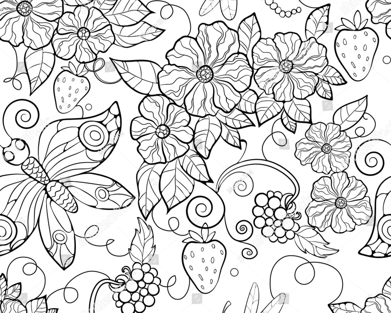 Butterflies And Flowers Coloring Sheet To Print Free Printable 1500x1200 Butterflies And Flowers Coloring Sheet To Print Free Printable