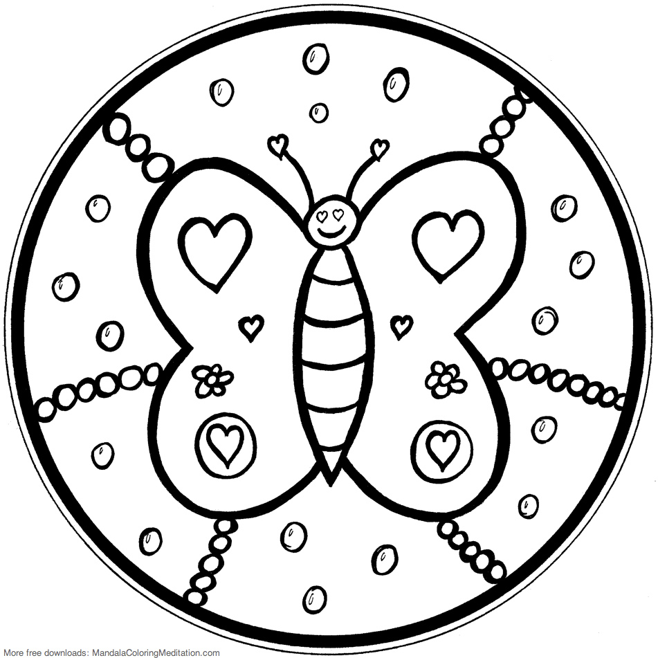 Printable Children Coloring Page Butterfly Mandala 951x951 Printable Children Coloring Page Butterfly Mandala