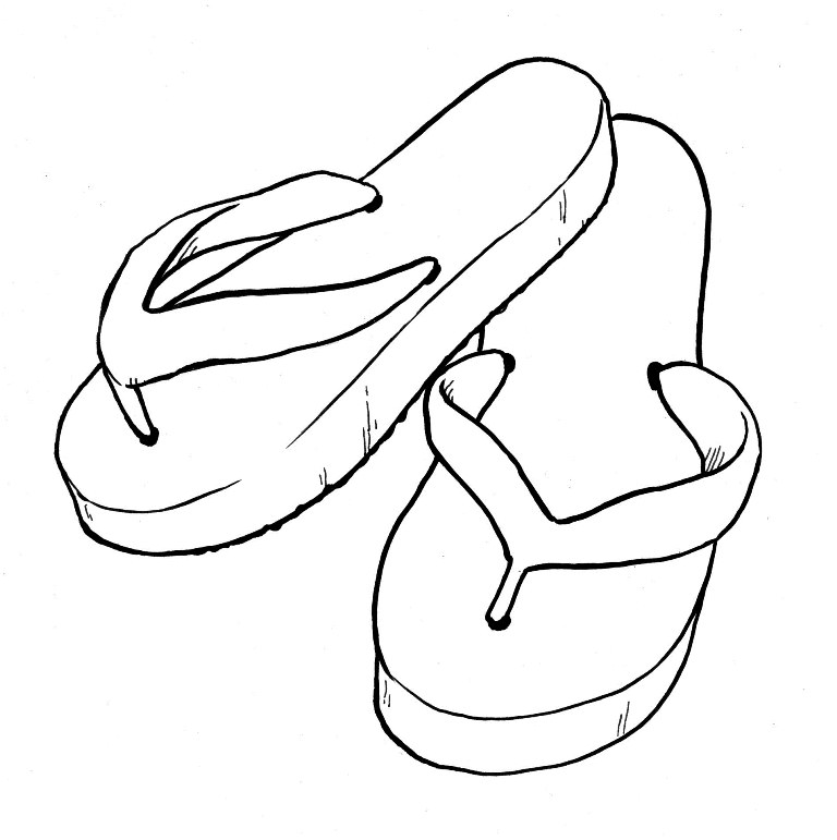 Flip Flops Daisy Flower Button Coloring Page And Flop Pages 768x771 Flip Flops Daisy Flower Button Coloring Page And Flop Pages