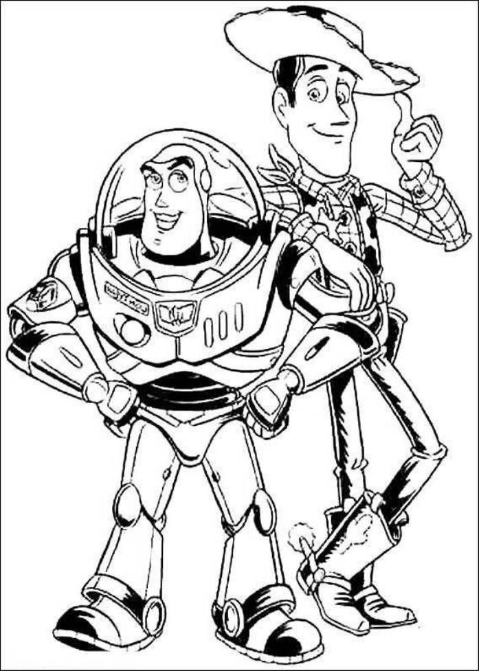 697x977 Print Buzz Lightyear And Woody Sheriff Toy Story Coloring Pages