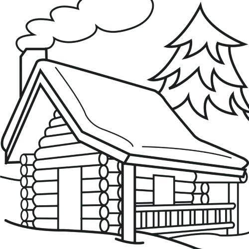 500x500 Log Cabin Coloring Page Printable Log Cabin Coloring Page