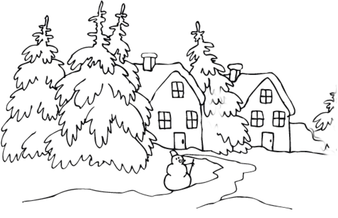 1080x699 Winter Cabin Coloring Page Amp Coloring Book