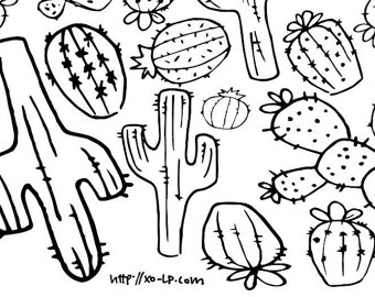 Cactus Coloring Etsy 340x270 Cactus Coloring Etsy
