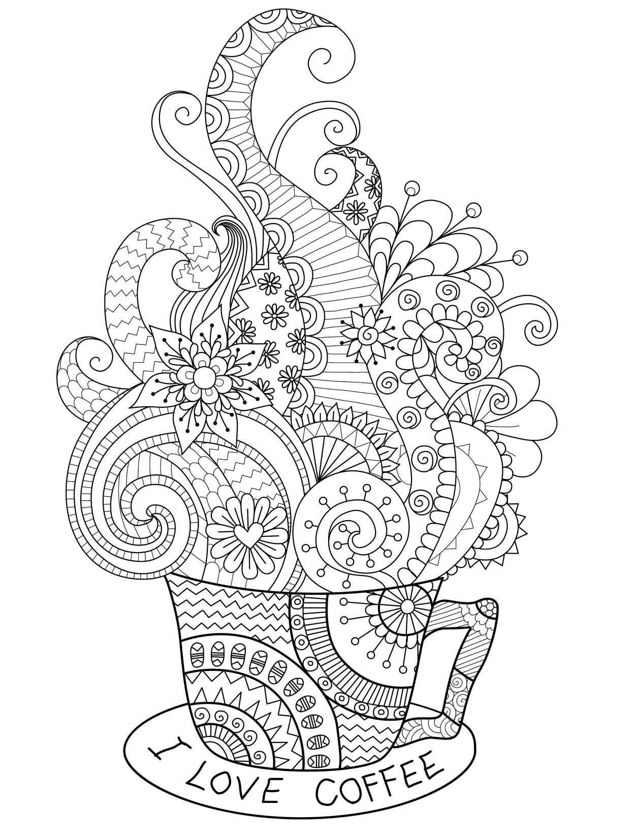 The Best Love Coffee Adult Coloring Page You Can Print For Pic 1250x1650 The Best Love Coffee Adult Coloring Page You Can Print For Pic