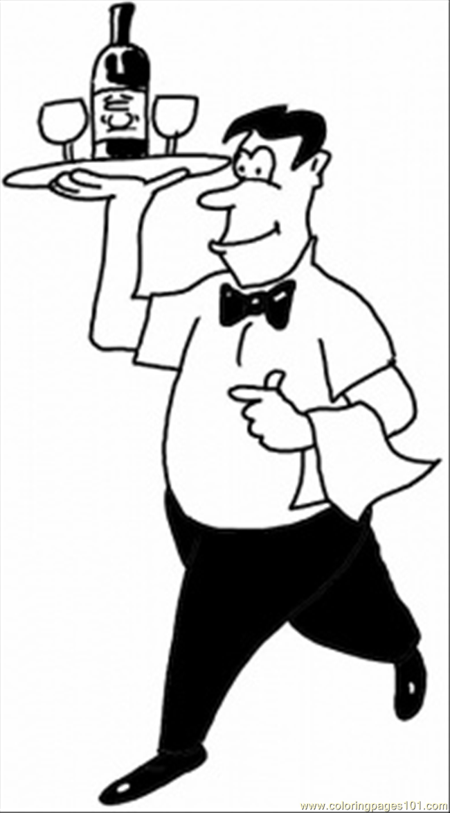 Waiter In A Cafe Coloring Page 650x1172 Waiter In A Cafe Coloring Page