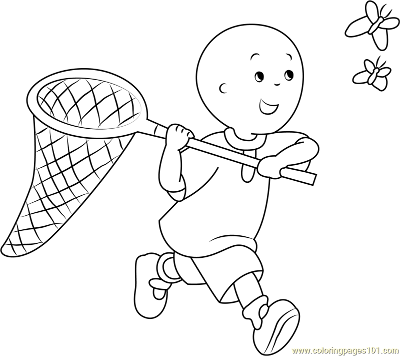 800x711 Caillou Catching A Butterfly Printable Coloring Page For Kids