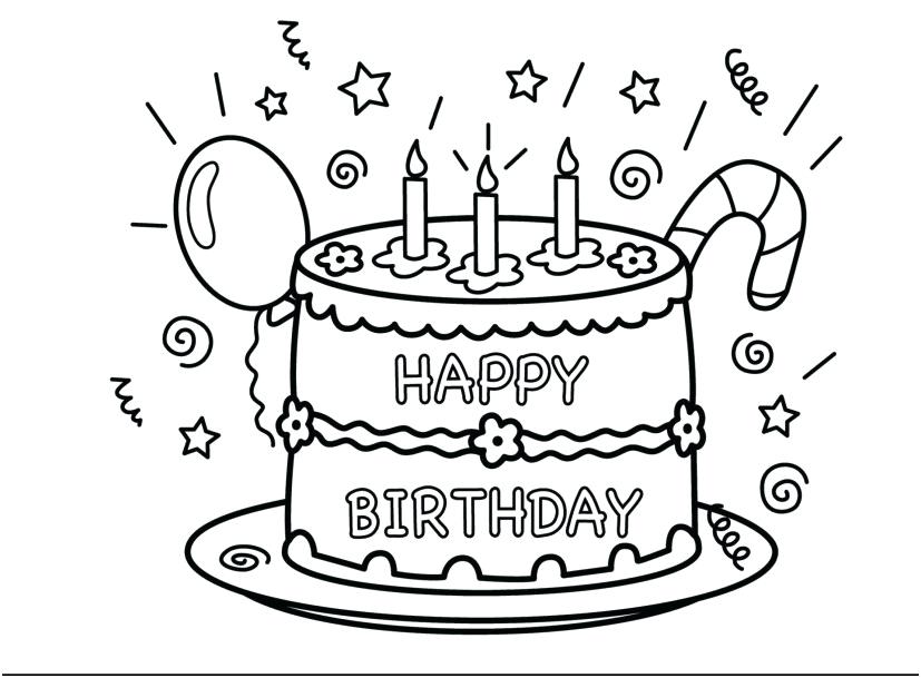 Birthday Color Page Outstanding Happy Birthday Cake Coloring Page 827x609 Birthday Color Page Outstanding Happy Birthday Cake Coloring Page