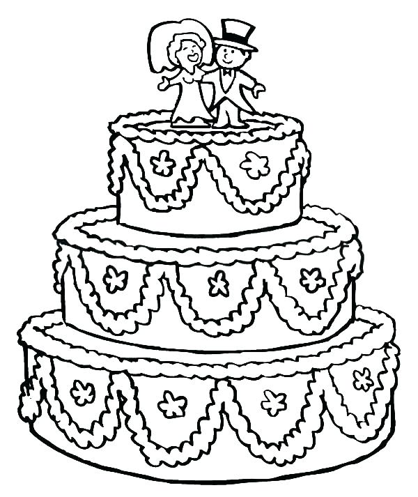 Coloring Pages Of Cakes Beautifully Decorated Wedding Cake 600x713 Coloring Pages Of Cakes Beautifully Decorated Wedding Cake