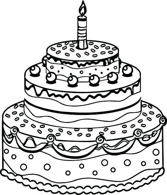 Birthday Cake Coloring Page Tiered Birthday Cake Coloring Pages 550x641 Birthday Cake Coloring Page Tiered Birthday Cake Coloring Pages