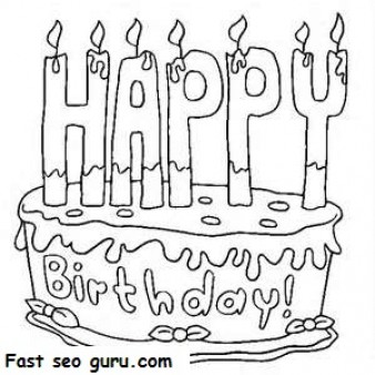 338x338 Printable Happy Birthday Cake Coloring Pages