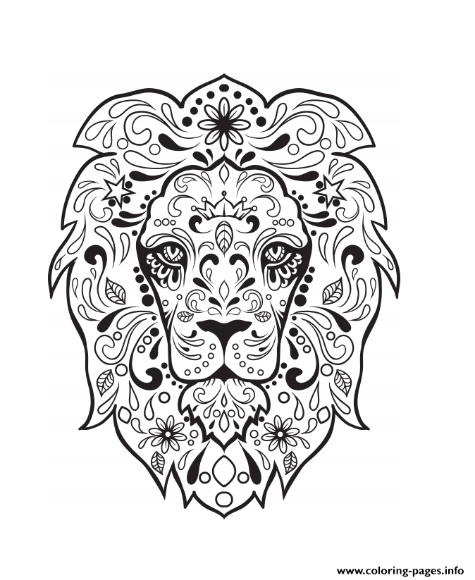 674x823 Lion Sugar Skull Calavera Coloring Pages Printable