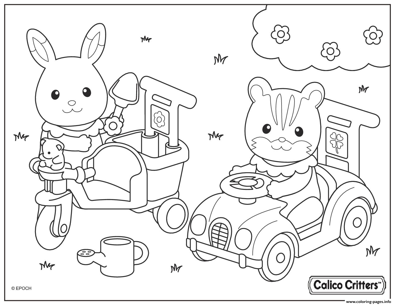 Calico Critters Drive Car With Friend Coloring Pages Printable 1584x1224 Calico Critters Drive Car With Friend Coloring Pages Printable
