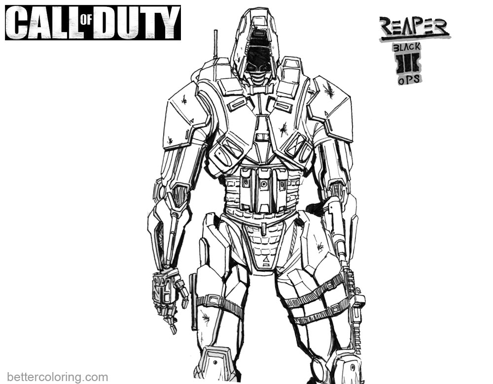 1000x780 Call Of Duty Coloring Pages Black Ops 3 Reaper