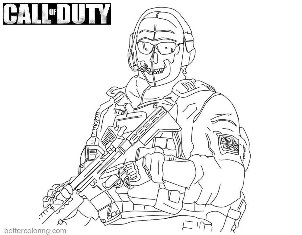 1000x780 Call Of Duty Coloring Pages Ghost Lineart