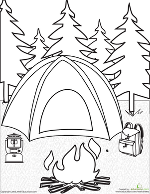 Camping Coloring Page Campfires, Tents And Backpacks 301x389 Camping Coloring Page Campfires, Tents And Backpacks