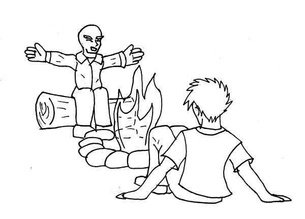 Telling Story Summer Camp Campfire Coloring Page 600x431 Telling Story Summer Camp Campfire Coloring Page