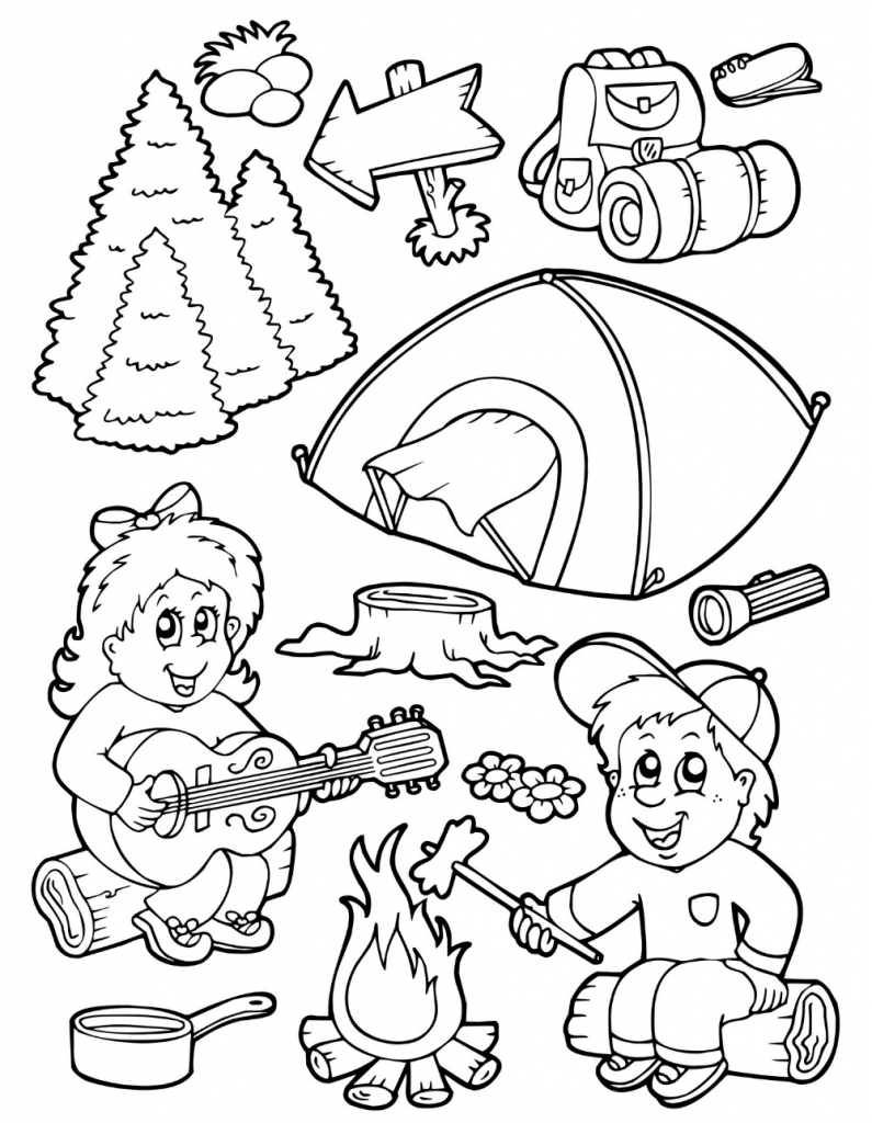 795x1024 Camping Coloring Pages