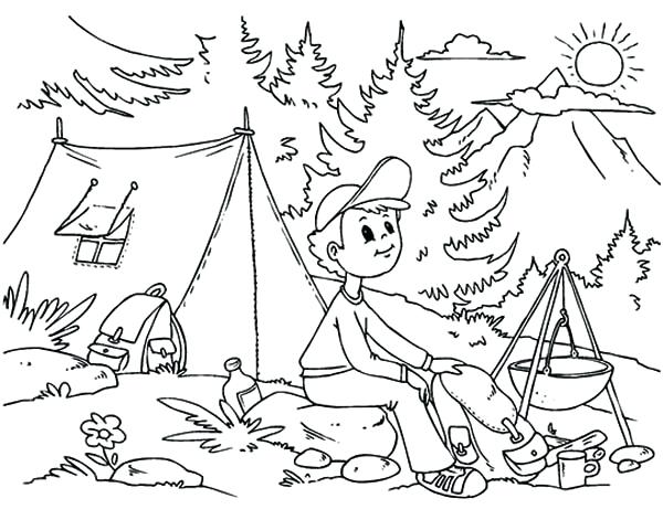 600x471 Camping Coloring Book Also Camping Coloring Pages Camping Coloring
