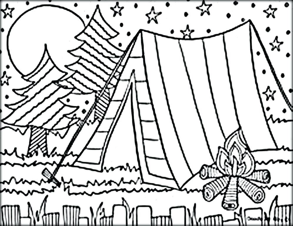 996x768 Camping Coloring Page Mesmerizing Camping Coloring Pages In Free