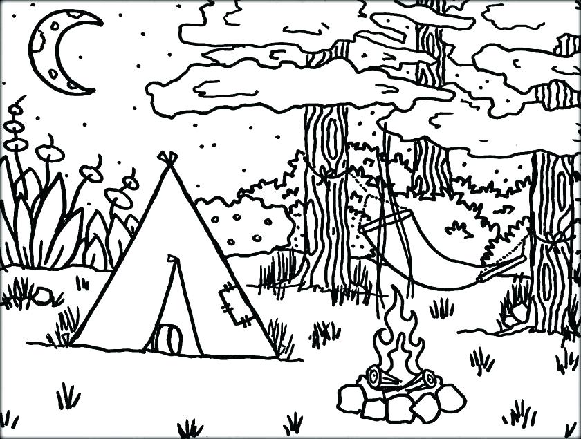 840x635 Camping Coloring Pages To Print Camping Coloring Pages Scouts