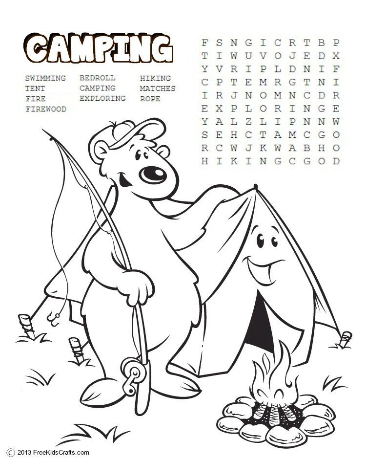 750x943 Printable Camping Word Search And Coloring Page Sopas De Letras