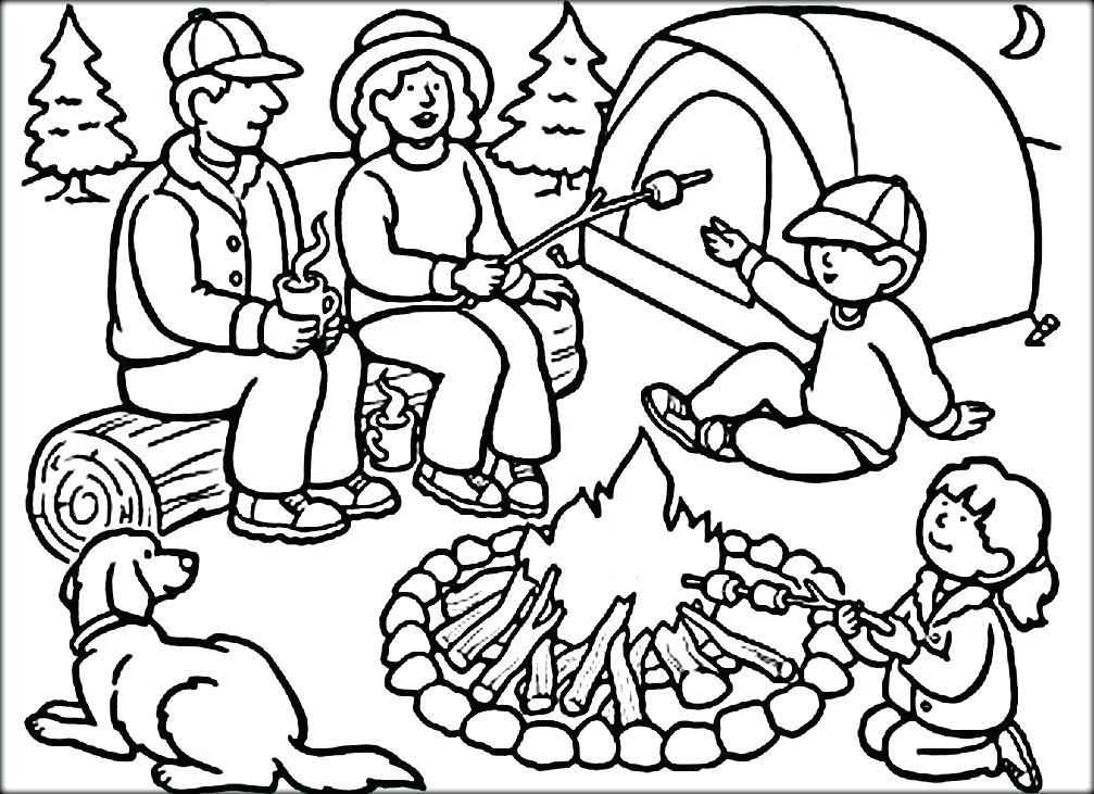 Camping Themed Coloring Pages Kids Coloring Hiking Camping 1007x731 Camping Themed Coloring Pages Kids Coloring Hiking Camping