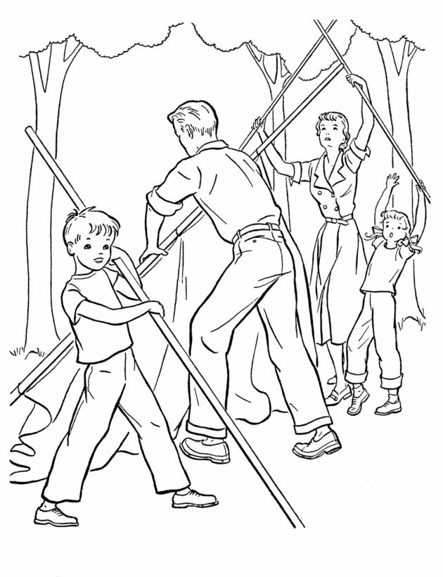 Camping Coloring Pages Setting Up The Tent 630x820 Camping Coloring Pages Setting Up The Tent
