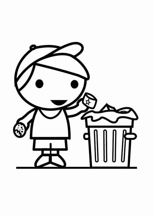 Coloring Page Garbage In The Trash Can 531x750 Coloring Page Garbage In The Trash Can