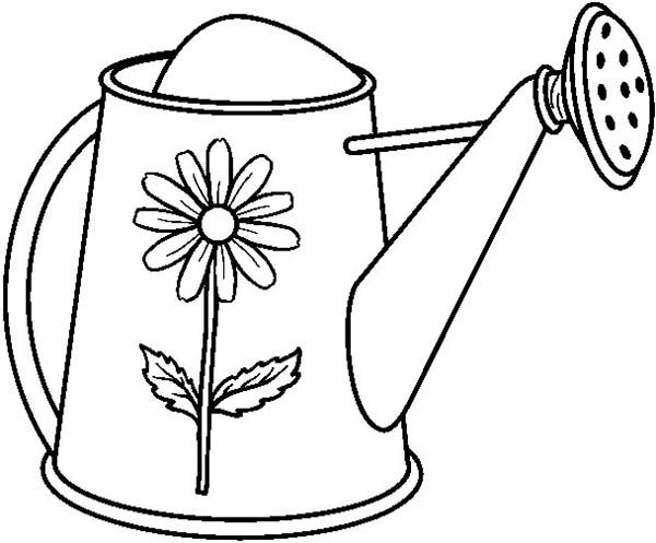 Watering Can Garden Watering Can Coloring Page School 600x497 Watering Can Garden Watering Can Coloring Page School