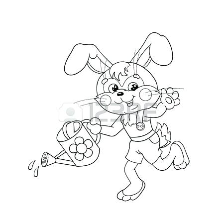 Watering Can Coloring Page Coloring Page Outline Of A Cute Bunny 450x450 Watering Can Coloring Page Coloring Page Outline Of A Cute Bunny