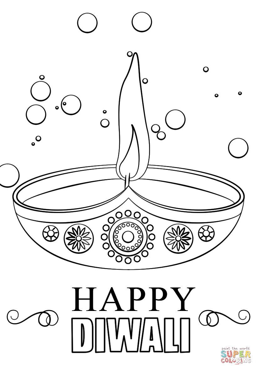 824x1186 Diwali Candle Coloring Page.