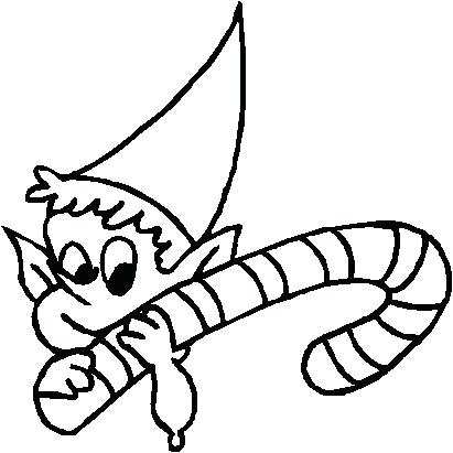 411x411 Printable Coloring Page Elf With A Candy Cane Elf With A Candy