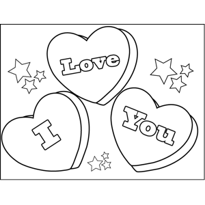 300x300 I Love You Candy Hearts Coloring Page
