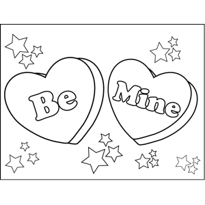 300x300 Be Mine Candy Hearts Coloring Page