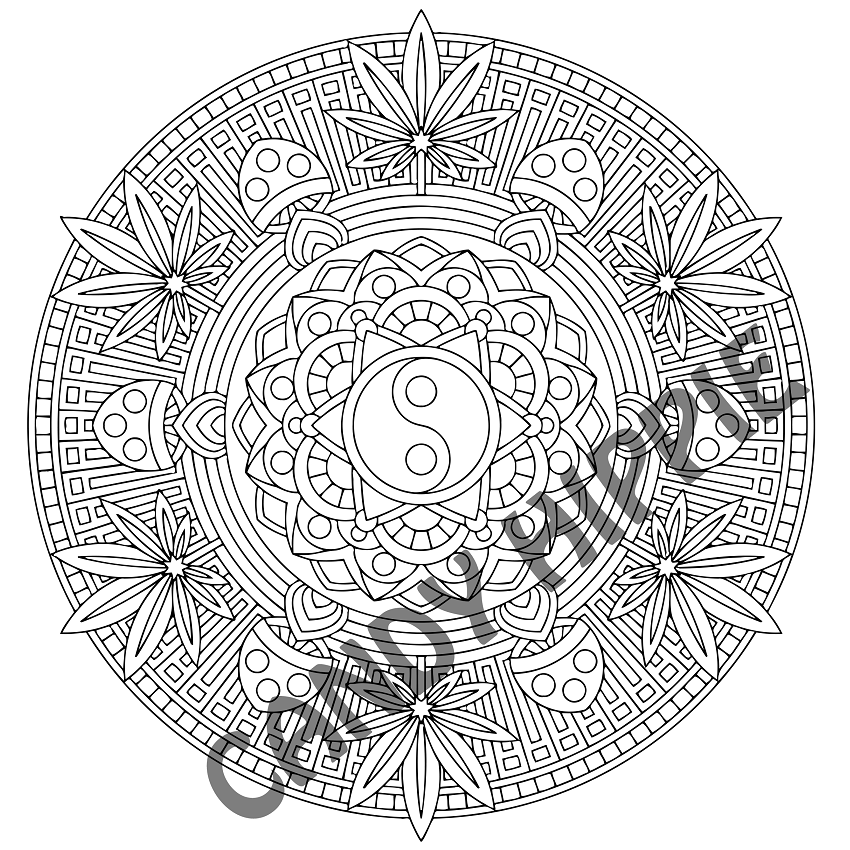 850x850 Drawn Marijuana Coloring Page