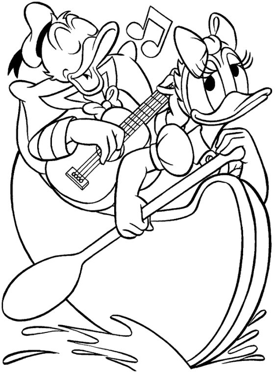 563x768 Donald And Daisy On Canoe Coloring Page Boys Pages