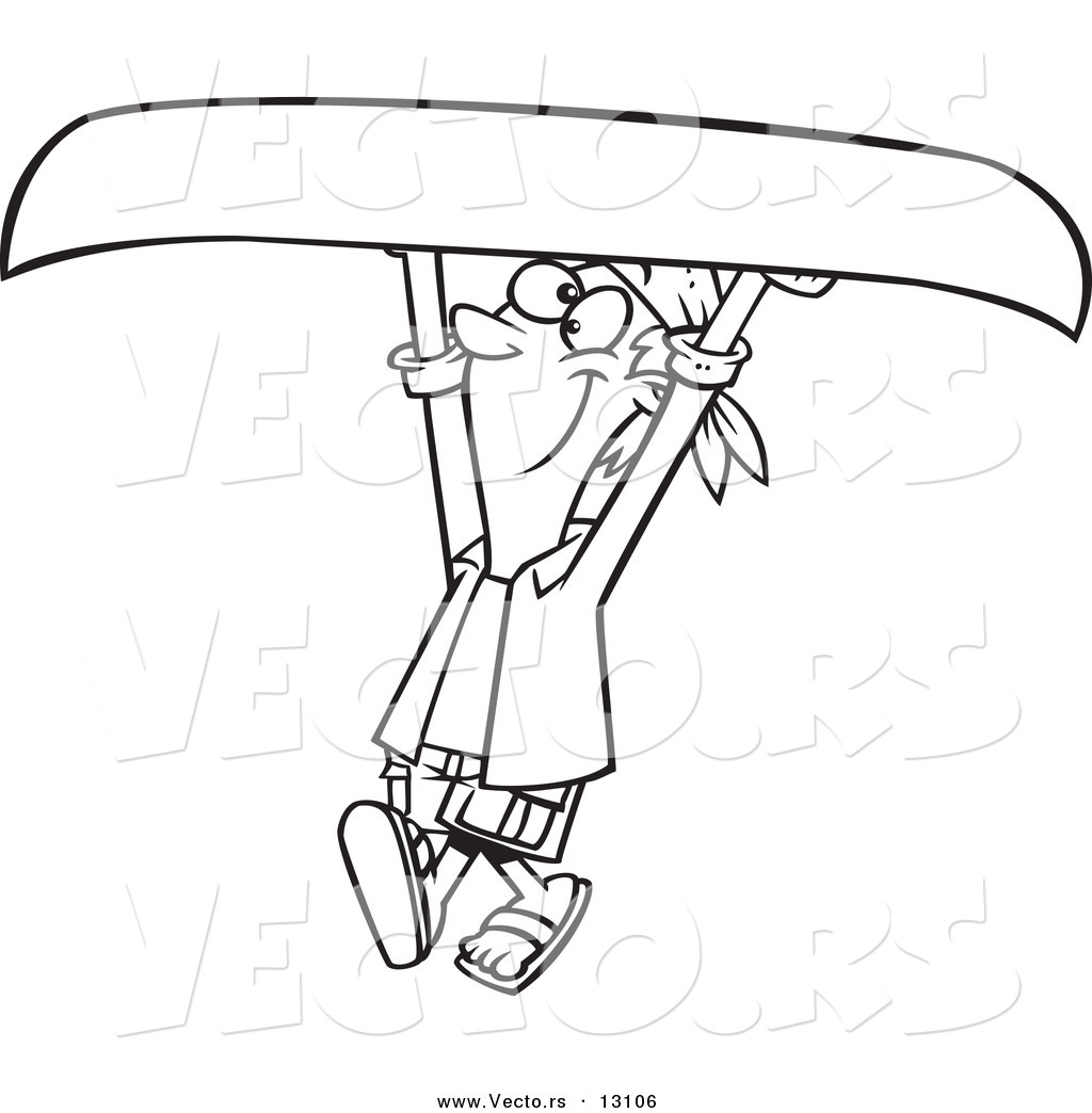 1024x1044 Vector Of A Cartoon Happy Man Carrying A Canoe Above His Head