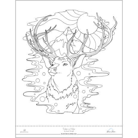 Coloring Page Buck (Sun + Mountain) ,coloring,art,coloring 462x462 Coloring Page Buck (Sun + Mountain) ,coloring,art,coloring