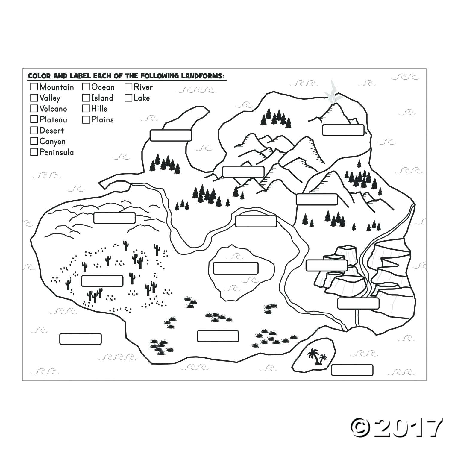 1500x1500 Funky Landforms Coloring Pages Ornament