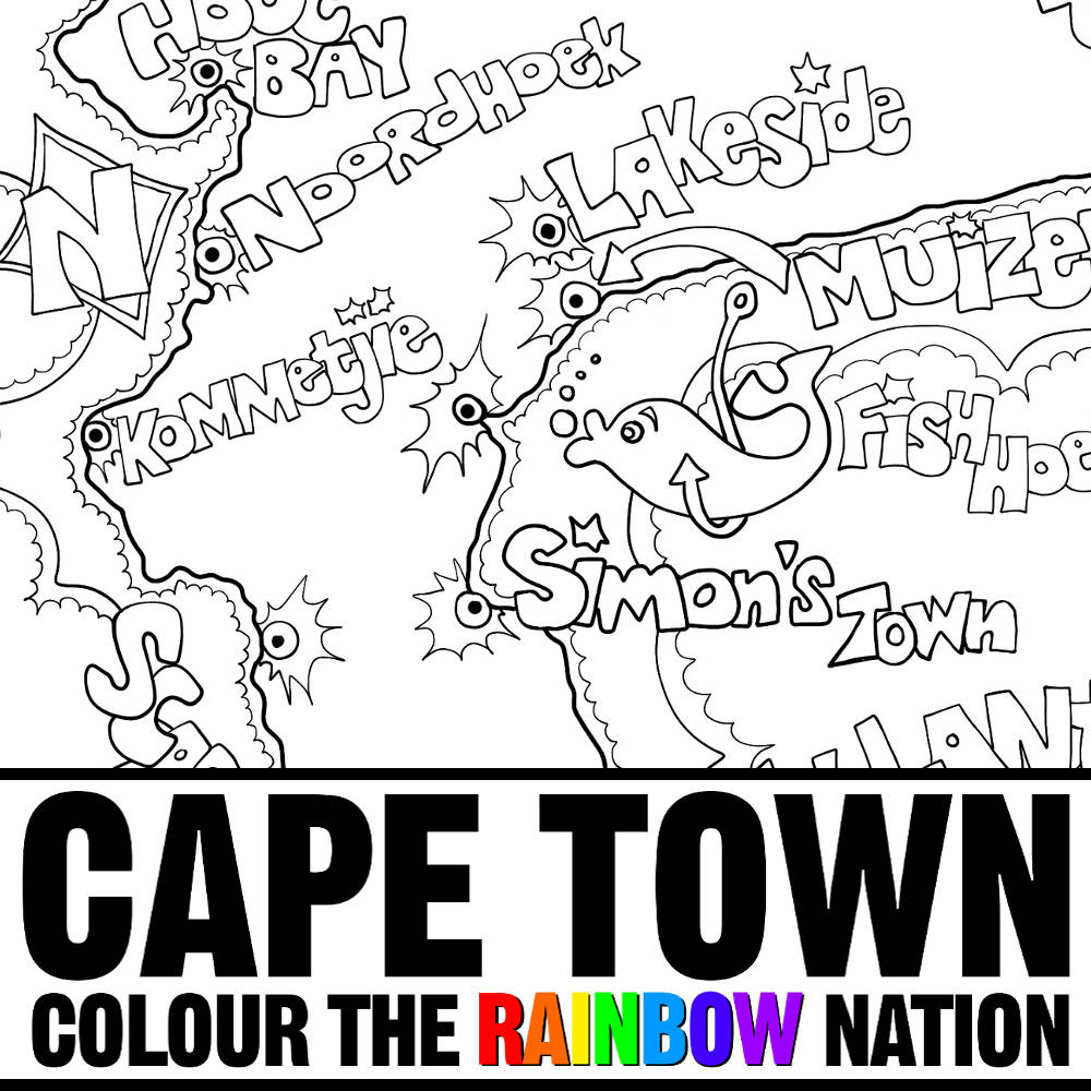 1000x1000 Cape Town Cape Peninsula Illustrated Map Coloring Pages By Pearl