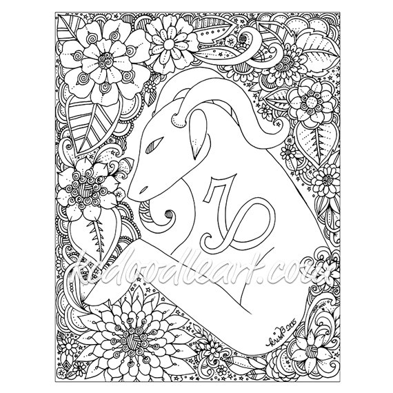 570x570 Instant Digital Download Adult Coloring Page Astro Sign