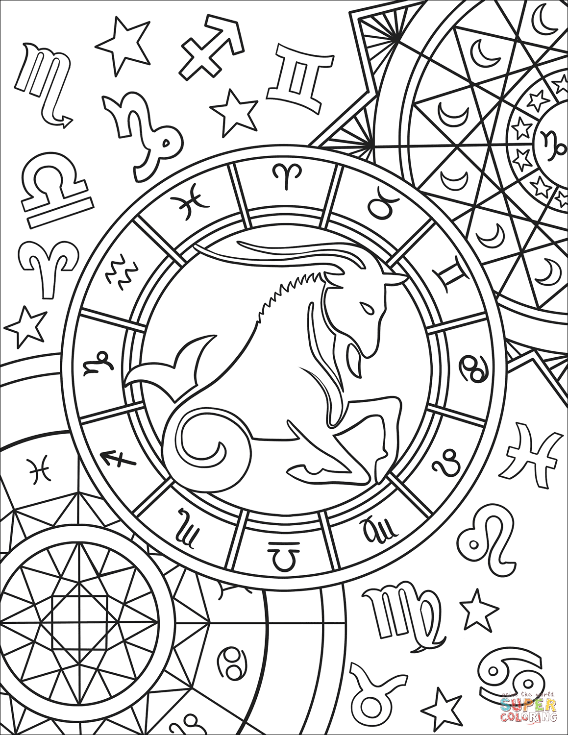 1159x1500 Capricorn Zodiac Sign Coloring Page And Signs Pages