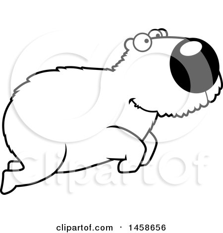 Clipart Of A Lineart Happy Capybara Jumping 450x470 Clipart Of A Lineart Happy Capybara Jumping