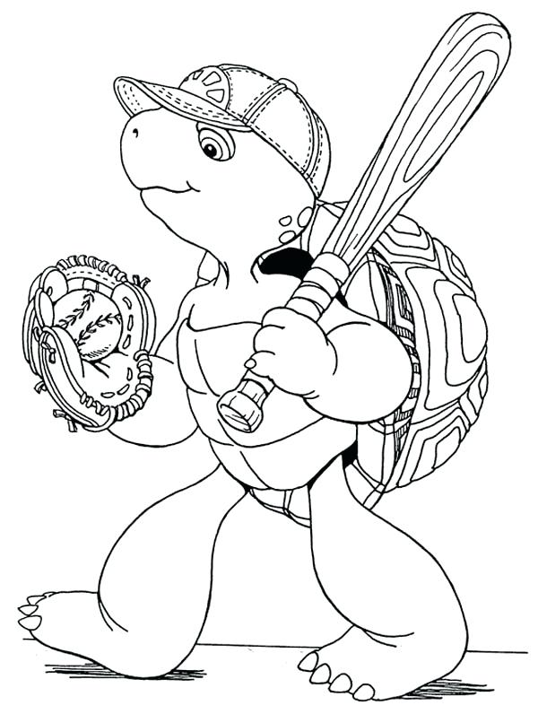 600x796 Baseball Coloring Pages The Turtle Going To Play Baseball Coloring