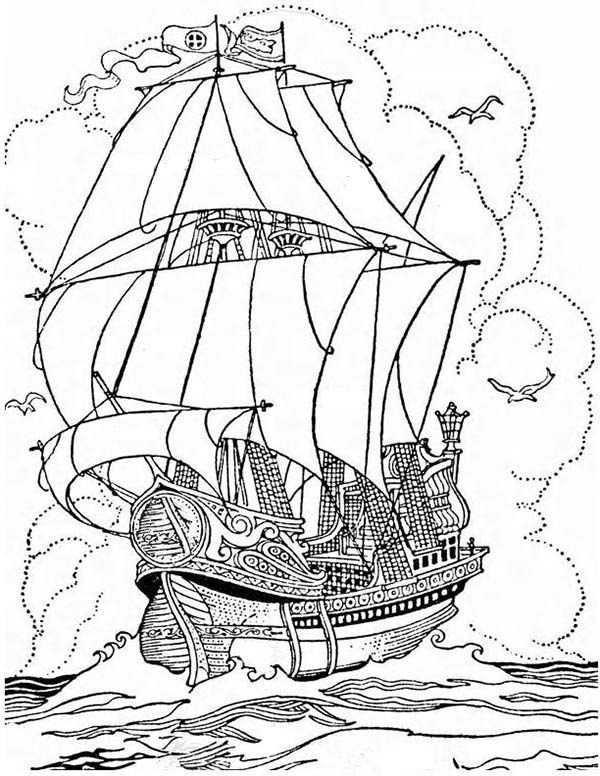 Pirate Ship, A Big Pirate Ship Galleon Coloring Page Coloring 600x776 Pirate Ship, A Big Pirate Ship Galleon Coloring Page Coloring