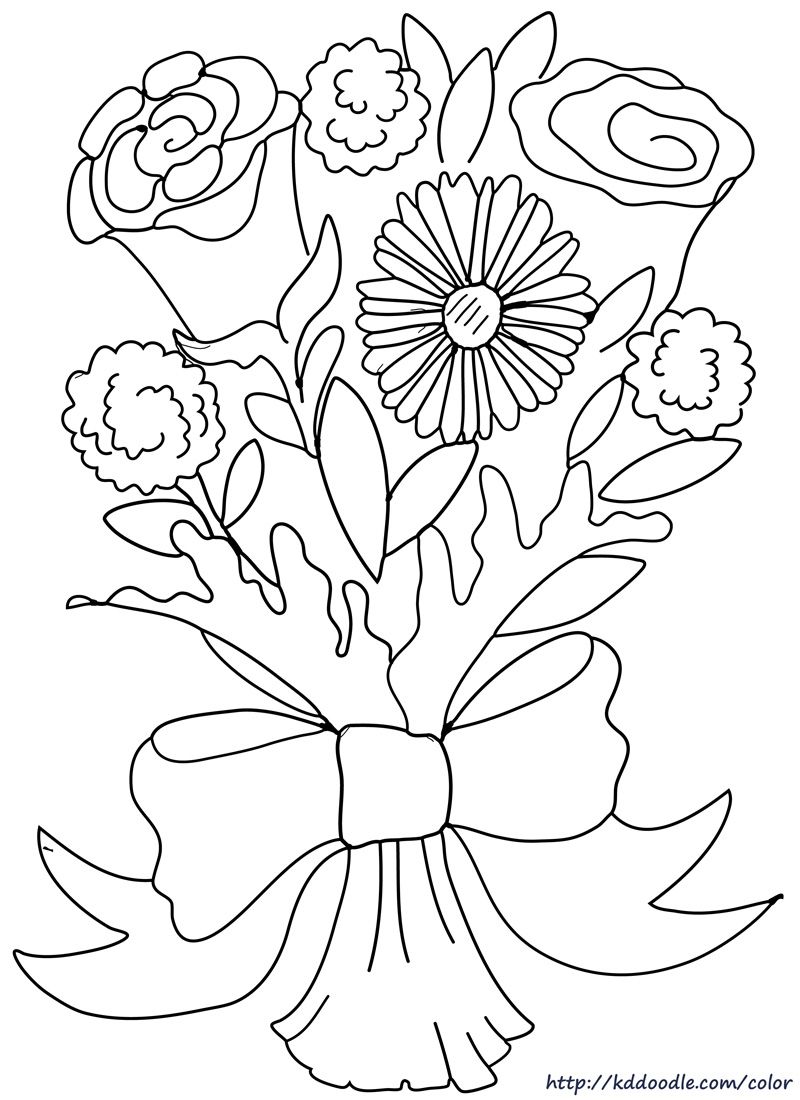 800x1100 Amazing Rosecarnationvalentinebouquet Of Coloring Page Carnation