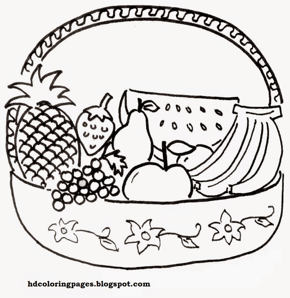 1003x1030 Fruit Basket Coloring Pages To Print Coloring For Kids 2018