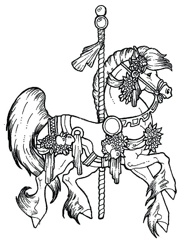 600x801 Carousel Horse Coloring Page Carousel Horse Coloring Pages Floral
