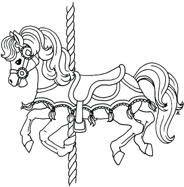600x609 Carousel Horse Coloring Pages Carousel Pony Horse Coloring Pages