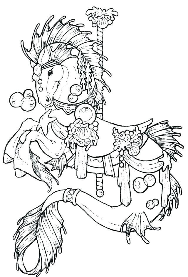 640x941 Horse Coloring Pages Free Carousel Coloring Page Carousel Animals